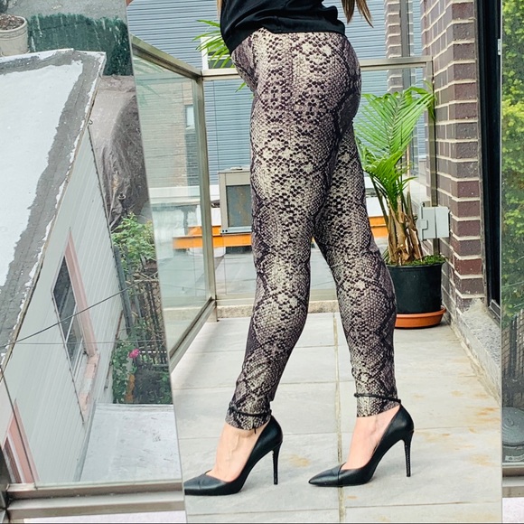 REBECCA TAYLOR Python Stretchy Snakeskin Pants Reptile Leggings - Picture 5 of 16
